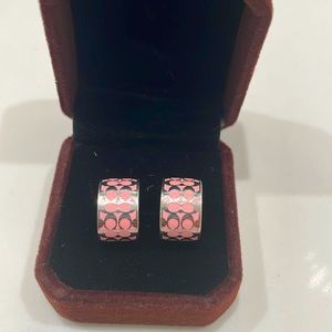 Coach Signature Enamel Huggie Earrings